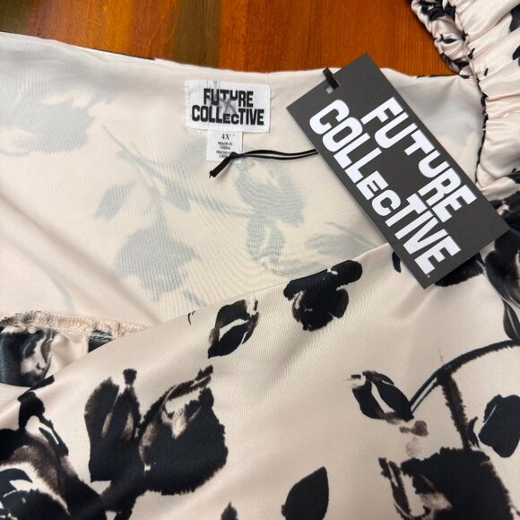 NWT Future Collective Floral A Line Ruffle Sleeve Midi Dress 4X - Picture 3 of 6